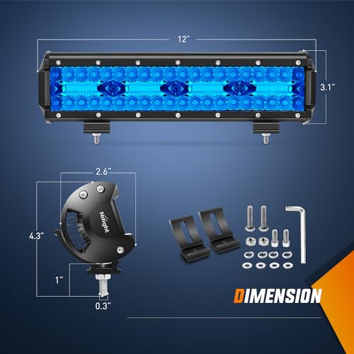 Image of Nilight 12 Inch LED Light Bar Blue Triple Row 240W Spot Flood Combo 30000LM Driving Boat Off Road Fishing Hunting Emergency Safety Lighting for UTV Pick-up Van Tractor