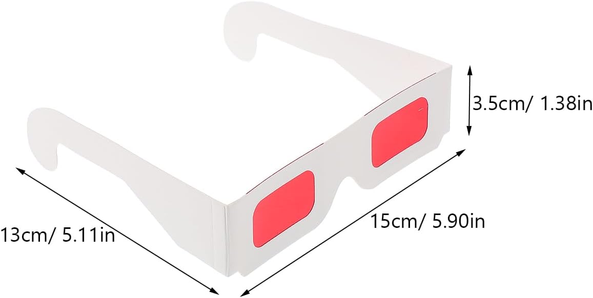 50pcs Red-Red 3D Glasses - 3D Paper Glasses Ppaper Frame Lens for Movies Games Science Experiments for Family Entertainment and Classroom Use