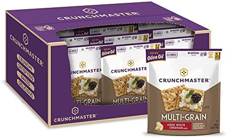 Crunchmaster Multi-Grain Crackers, Aged White Cheddar, 4 Ounce (Pack of 12)