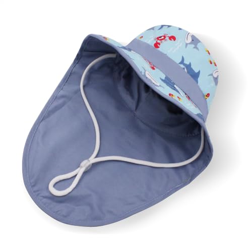 Image of VRITRAZ Sun Protection UPF50+ Bucket Hat Toddler Summer Beach Play Hats with Neck Flap for Girl, Boy, Kids Summer Hat, Bucket Hat for Kids Ages 3-10 Years