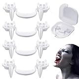 Dientes de vampiro de Halloween, colmillos de vampiro, dientes de vampiro, colmillos retráctiles, 4 pares de colmillos de vampiro reutilizables para fiesta de Halloween, cosplay