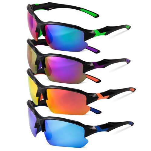 GGSTDDUP 4 PACK Polarized Sport Sunglasses for Women Men Colorful