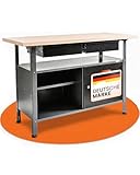 Ondis24 Werkbank Fritz - Höhenverstellbare Werkbank Mit Schubladen, Metall Anthrazit, 120x60x85(H) cm, 25mm Dicke Melamin-Arbeitsplatte, Abschließbare Tür, Belastbar Bis 250kg (Melamin, 120cm)