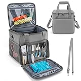 SMYV Pet Grooming Bag for Dog Grooming Supplies, Dog Tote Travel Bag for Pets Grooming Tools Kit Accessories - Grey