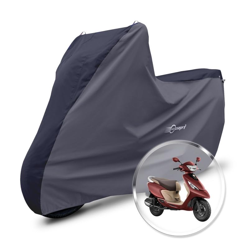 Image of Neodrift 'SuperMax' Bike Cover Suitable for TVS Scooty Zest 110 (All-Weather Motorcycle Protection, Water & UV Resistant, Dustproof, Windproof) (Colour: Black - D.Gray)