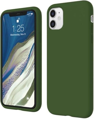Image of Premium Liquid Silicone Case for iPhone 11 - Slim Full Body Protective Back Cover with Soft Microfiber Lining, Anti-Slip Grip Scratch Resistant Phone Case(Dark Green)