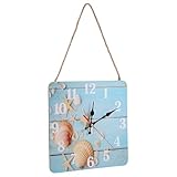 HOMSFOU Orologio da Parete Quadrato Retrò 10 Pollici in Scheda di Densità con Corda per Appendere, Decorazione Nordica per Soggiorno Compatto e Leggero