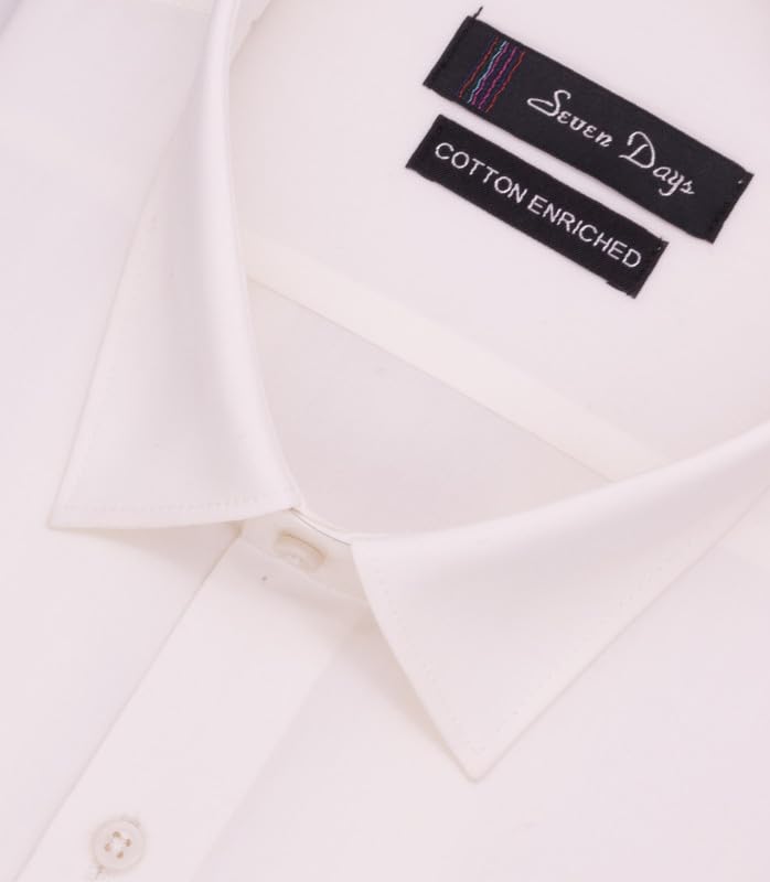 Image of 7-DAYS Men's Premium Formal Shirt - Cotton Rich, Regular Fit, Full Sleeve, Wrinkle-Resistant, with Pocket, Durable & Easy Care - Perfect for Office Wear & Under Suits