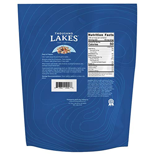 Thousand Lakes 32 Bean and 8 Vegetable Dry Soup Mix - Bulk - 5 pounds | Low Sodium | No Fat | High Fiber | 100+ Servings | Vegan