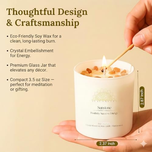 Healing Crystal Candles Gift Set for Women, 3 Pack Aromatherapy Soy Candles with Real Amethyst Amazonite Sunstone, Lavender Jasmine Coastal Breeze Scented Candles, Meditation Chakra Energy - 3.5oz - Image 6