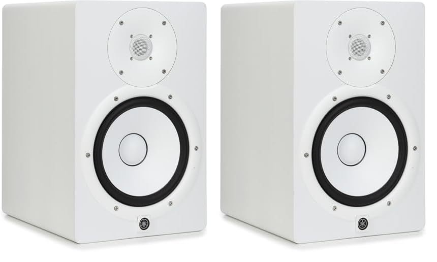 YAMAHA HS8 W 8-Inch Powered Studio Monitor Speaker, White (Pack of 2)