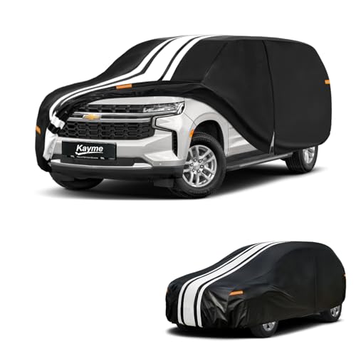 Image of Kayme Waterproof Car Cover for Chevrolet Suburban (1973-2026) Heavy Duty | Gift with Tape /Towel /Bag, Outdoor Full Exterior Cover Rain Snow Sun UV Protection, Soft Cotton Inner Protect Vehicle Paint