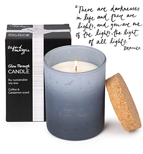 Gothic Candles Moonlit Night Dracula Message There Are Darknesses In Life And There Are Lights. Glow Through Jar Candle Lights Romantic Bram Stoker Quote From Inside Holder. 8 Oz, Cardamom Scent #TOP1