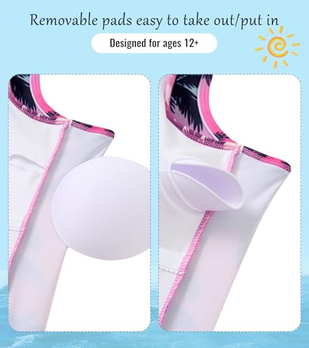 Image of UNIFACO Girls Swimsuits Two Piece Tankini Bathing Suits Boyshort Summer Beach Rash Guard Swimwear for 4-13T