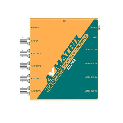 AVMATRIX Conversor Divisor de Sinal Sd2080 2X8 Sdi/Hdmi 1Xhdmi 1X3G-Sdi Entrada e 4X3G-Sdi/Saída Hdmi