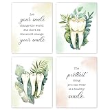 TLESKE Dental Office Decor Posters Prints Unframed Set of 4, Aesthetic Teeth Wall Art Prints for Dentist Dental Assistant Office, Let Your Healthy Smile Change the World Wall Pictures, 8x10 Inches