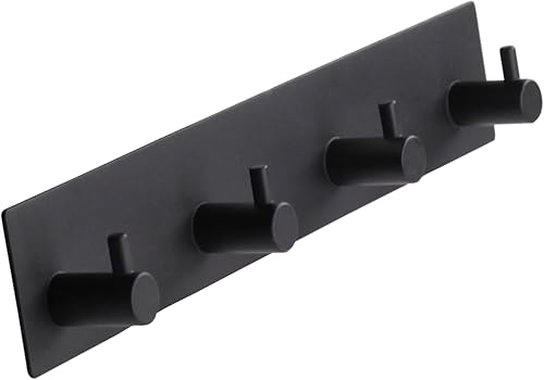 Ganchos autoadhesivos para toallas para baños, ganchos de pared negros para colgar toallas de baño, ganchos de ducha negros mate para colgar y