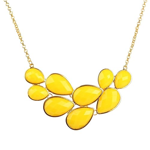 Jane Stone Bubble Bib Chunky Necklace Fashion Jewelry Statement Necklace Party Jewelry(Fn0564) (Yellow)