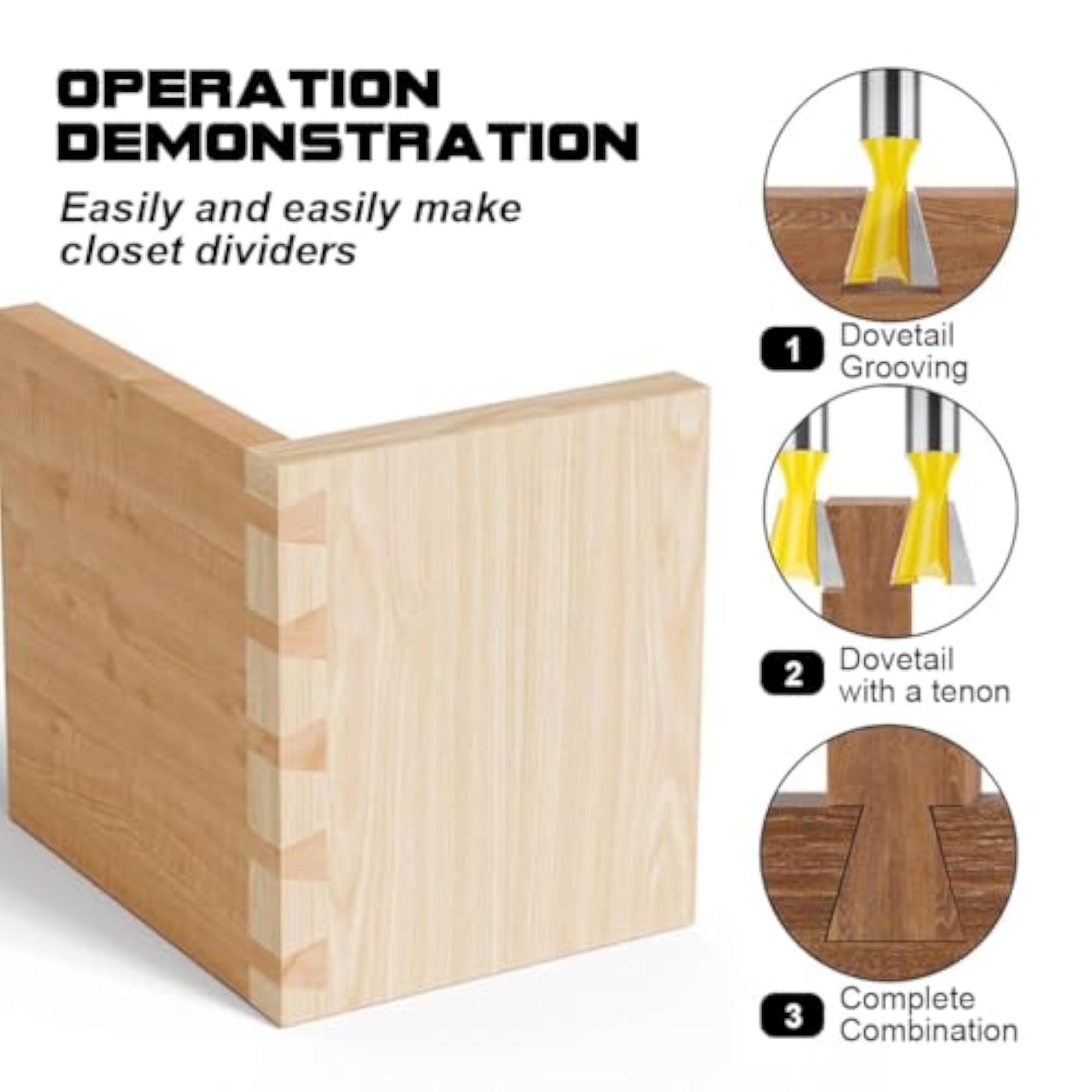 Router Bit Set with 1/4'' Shank, 5 Sizes