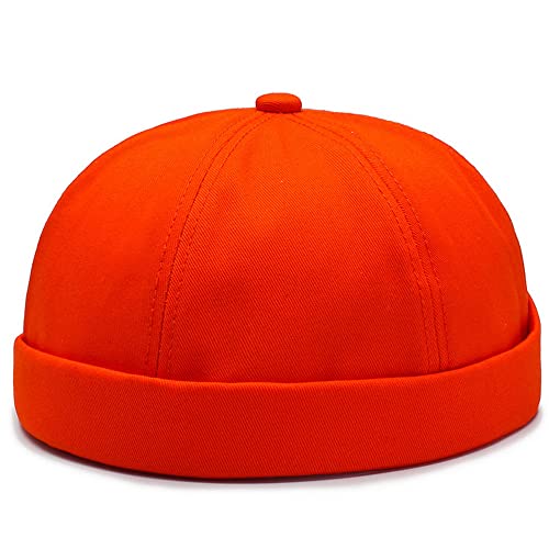 Image of No Brim Skullcap Sailor Cap Adjustable Rolled Cuff Docker Beanie Hat Brimless Caps for Men