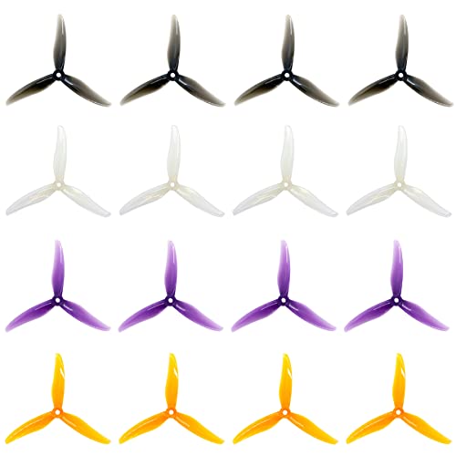 Gemfan Hurricane 5236 5.2インチ 3枚羽根プロペラ 5mmシャフト付き FPV レーシングドローン用 16個 8CW 8CCW