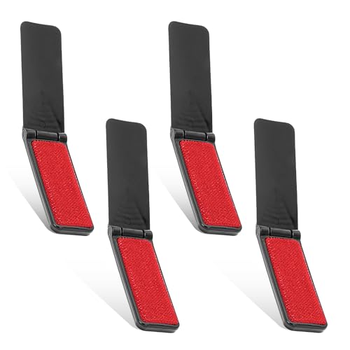 Foldable Lint Brush for Clothes, 4 Pcs Portable Travel Size Lint Remover Brush Reusable Mini Compact Lint Removal Tool for Furniture Couch Sofa Pet Hair Fabric Fluff Dust Removal (Black)