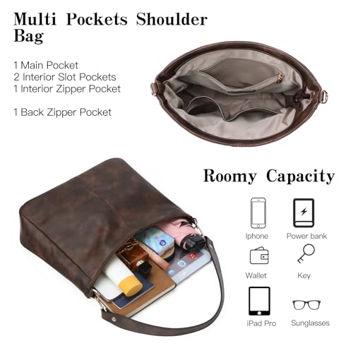 Image of GOIACII Hobo Bags for Women, Soft Leather Shoulder Crossbody Purse, Ladies Large Casual Tote Handbag Multi Pocket
