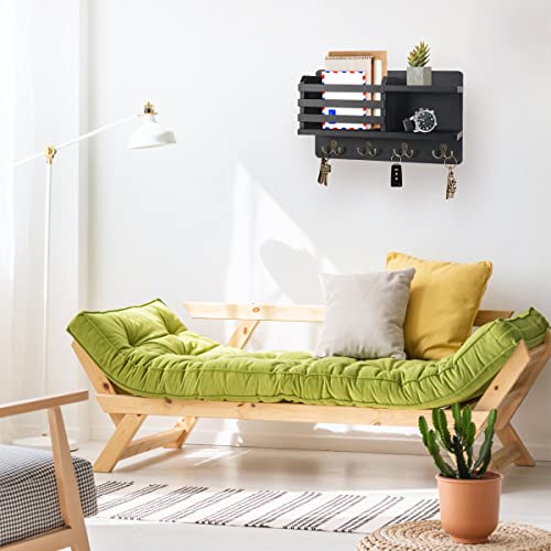 Beiutao Black Key Holder For Wall Mail Organizer Wall Mount With 4 Double Hooks For Coats,Key Rack Organizer For Wall Key Hanger Rack For Entryway Farmhouse Décor #TOP6