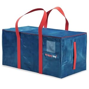 WRAPPYBAG Lot de 4 Grands Sacs de Rangement Plastique – Sacs XXL pour Déménagement & Voyage – Solide, Épais & Étanche avec Poignées Renforcées – pour Vêtement & Linge de Lit – 75 x 36 x 38 cm