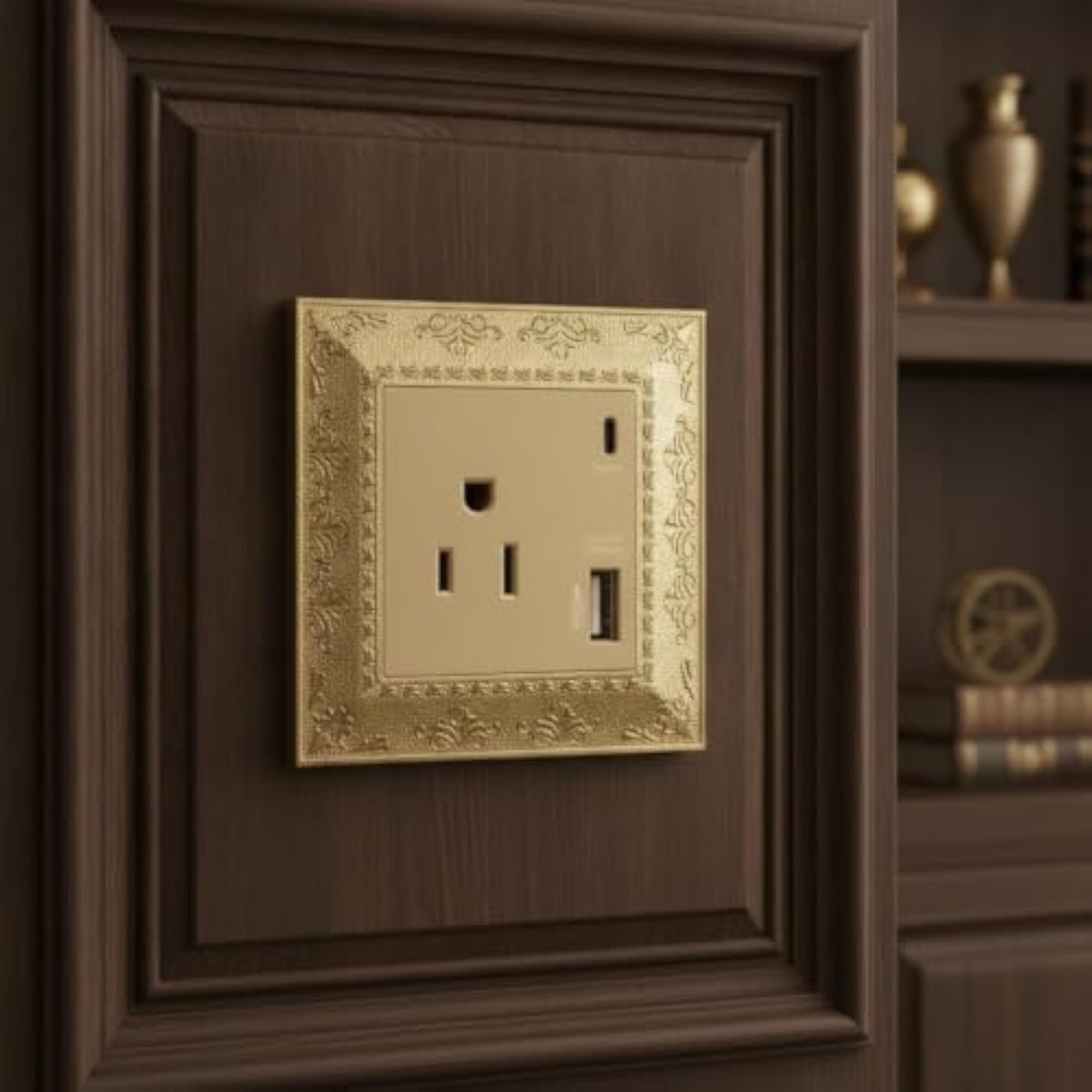 Decorative Outlet Faceplate with Floral Border