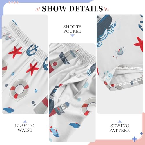 Starfish Sailboat Cute Pattern Cute Pajama Pants, Soft Sleepwear Lounge Pants Pajama Pj Bottoms for 6-14 Years4