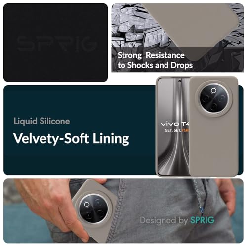 Image of SPRIG Compatible with Vivo T4 Premium SilkTone Back Cover Drop Tested Shock Proof Mobile Case for Men, Women, Boys and Girls with Camera Protection (Light Brown)