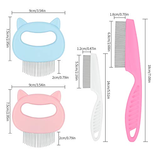Cat Grooming Comb, KissDate 4Pack Pet Hair Comb Includes 2Pcs Gentle Painless Deshedding Matted Tangled Cat Massage… - Image 3