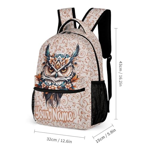 Custom Owl Backpack with Lunch Box & Pencil Case for Kids Girls Boys School, 16 Inch Cute Owls Bookbag, School Backpack for Students Children, Lightweight, Large Capacity2