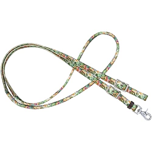 Tough 1 Nylon Rolled Roping Reins Cactus