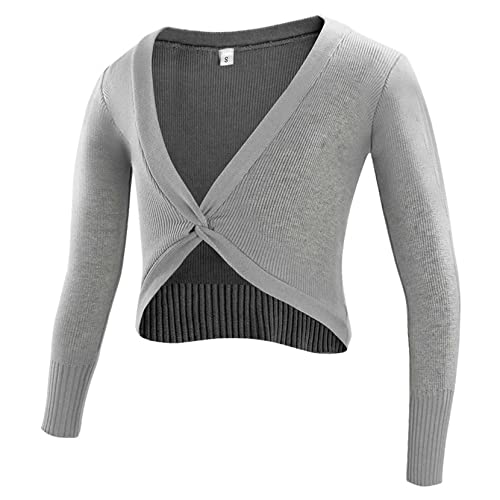SEAUR Blusas de balé de manga comprida para meninas suéter de malha de dança macio wrap balé suéter