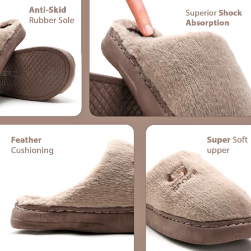 Image of Unisex Winter Flip Flop Slipper for Men and Women Soft Faux Fur Slip On Indoor Home Slides Slipper for Bedroom Sandals
