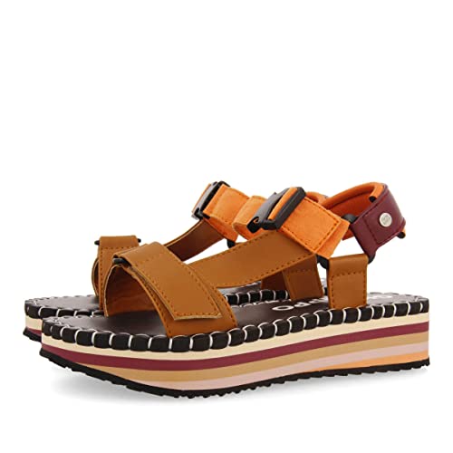 GIOSEPPO Sandalias Beige con Suelo Multicolor y Tiras Cruzadas para Mujer sopretan