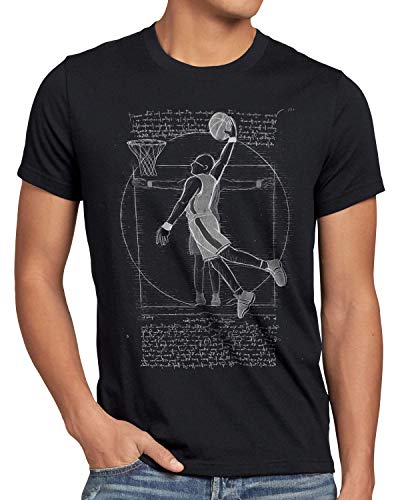 style3 Jugador de Baloncesto de Vitruvio Camiseta para Hombre T Shirt Vinci Hombre Basketball, Talla:, Color:Negro