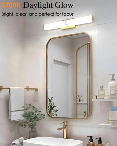Image of Bathroom Light Fixtures Over Mirror,Bathroom Vanity Light,24inch Dimmable 25W 2500lm,Gold LED Vanity Lights,5700K Daylight LED Lighting Fixture,ETL Certified