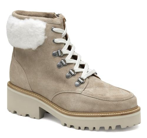 Johnston & Murphy Emmalynn Quilted Hiker Boots for Women – Fall Boots for Women, Ankle Lace Boots with Shearling Collar