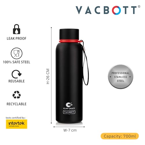 Image of CLAY CRAFT VACBOTT Everest Hike Double Wall|18 Hours Hot and 24 Hours|Cold Water Bottle Vacuum Insulated Flask Bottle 700ml|Leak Proof|BPA-Free| BIS Certified| Made in India|1 Year Limited Warranty