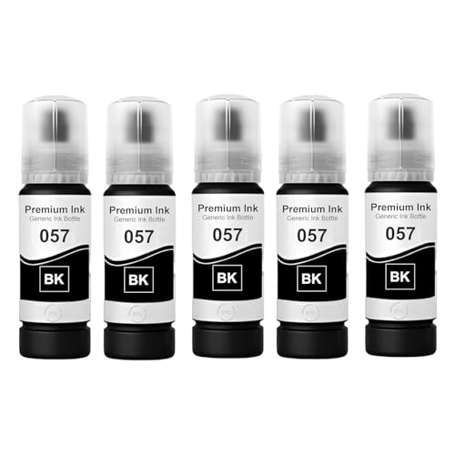 Image of Refill Ink 057 Compatible with Epson L8050, L18050, L8150W Printer (057 Black Ink 5 Pcs)