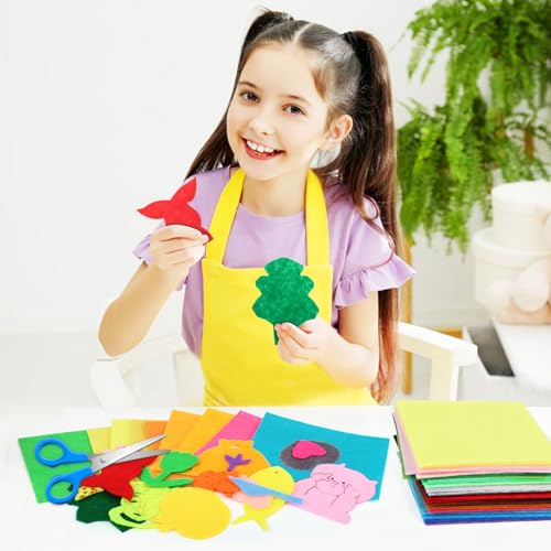 UKOFEW 40 Farben Filzstoff,10CM*10CM Filz zum Basteln,Bastelfilz Vliesstoff,Bunter Filzstoff,Kinder Vliesstoff Stoff Filzplatten,zum DIY Handwerk Nähen Manual Decoration