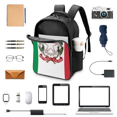 State Ensign of Italy Flag Funny 16 Inch Backpack for Men Women Casual Daypack with 2 Compartment for Travel Work3