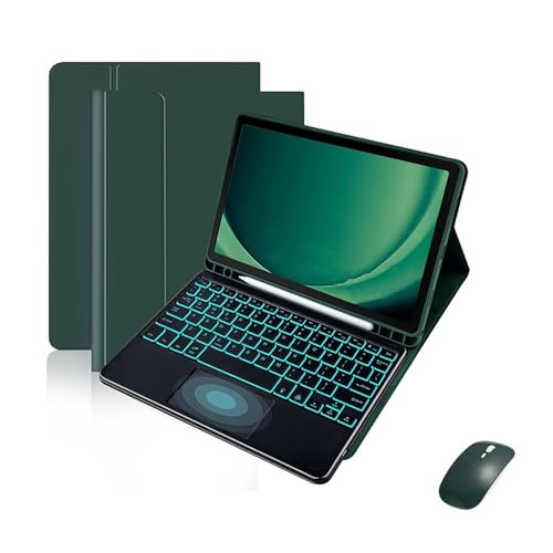 Clavier rétroéclairé avec étui en cuir vert nuit pour iPad 10.2 pouces 7 8 9e génération