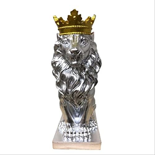 Sculptures Home Decor Lion Decorative Statues for Decoration Lion Statue Nordic Resin Figurine/Sculpture Model Animal Abstract Nordic Decoration Home 17X10X8Cm Sliver