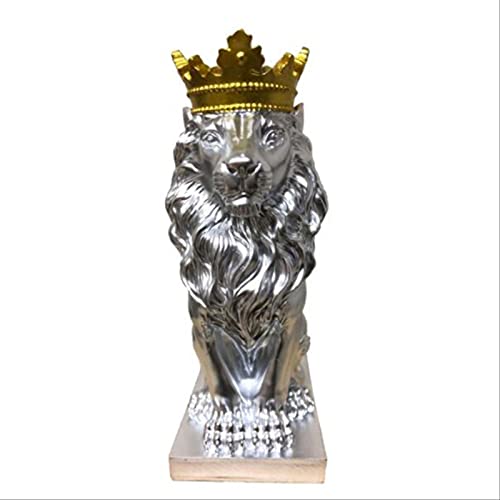 Sculptures Home Decor Lion Decorative Statues For Decoration Lion Statue Nordic Resin Figurine/Sculpture Model Animal Abstract Nordic Decoration Home 17X10X8Cm Sliver #TOP6