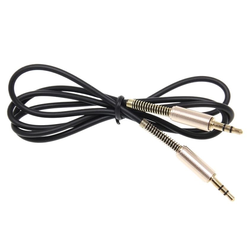 1m Spring Aux Audio Extension Cable Male to Male Stereo Auxiliary Headphone Cord Wire