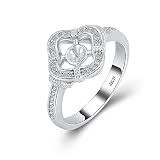 LGSY Anillo cuadrado de plata de ley para mujer, accesorio de ajuste de anillo de diseño para hacer joyas de perlas de bricolaje, Metal, circonita